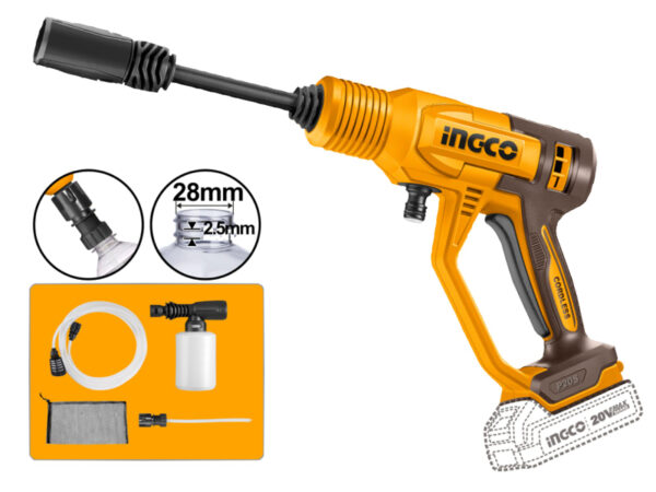 Hidrolavadora a batería Ingco 20V con accesorios (CPWLI2036)