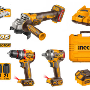 [COMBO INGCO] Amoladora + Taladro + Llave De Impacto + 2 Baterías (COSLI241291-4)